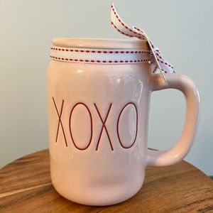 Rae Dunn XOXO Light Pink Mason Jar Mug NWT